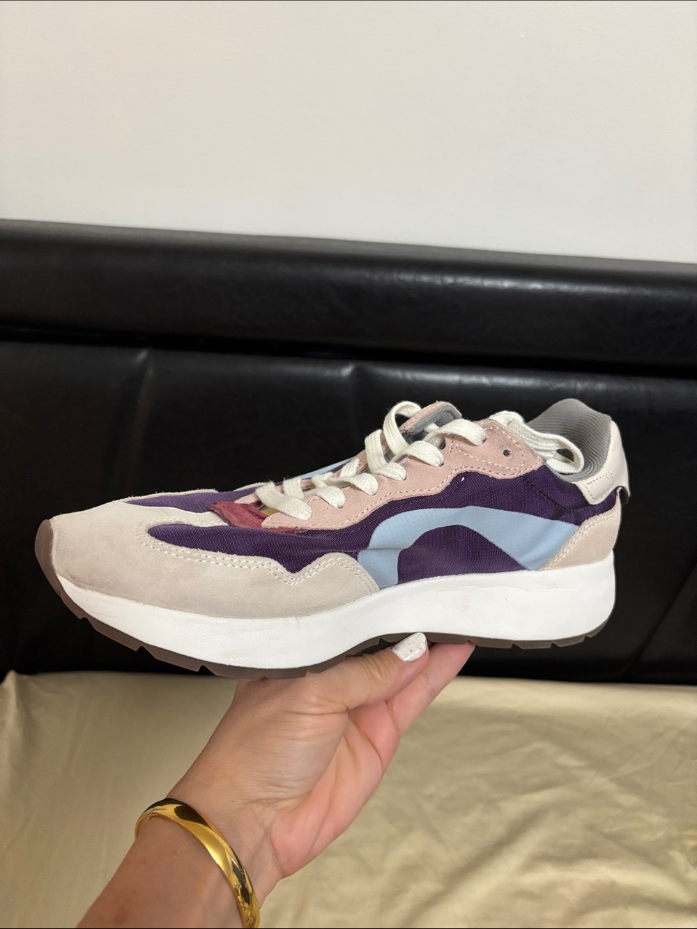 Women's Retro Sneakers in Purple, Light Blue & Cream - Picture 3 of 11